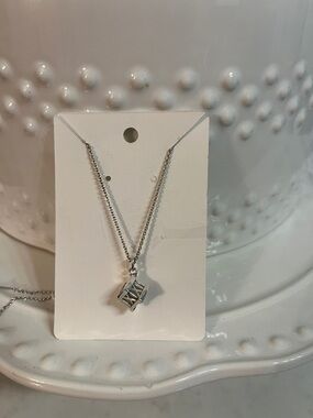 Tiffany & Co. Silver Cube Charm Necklace ~ 17 inch
